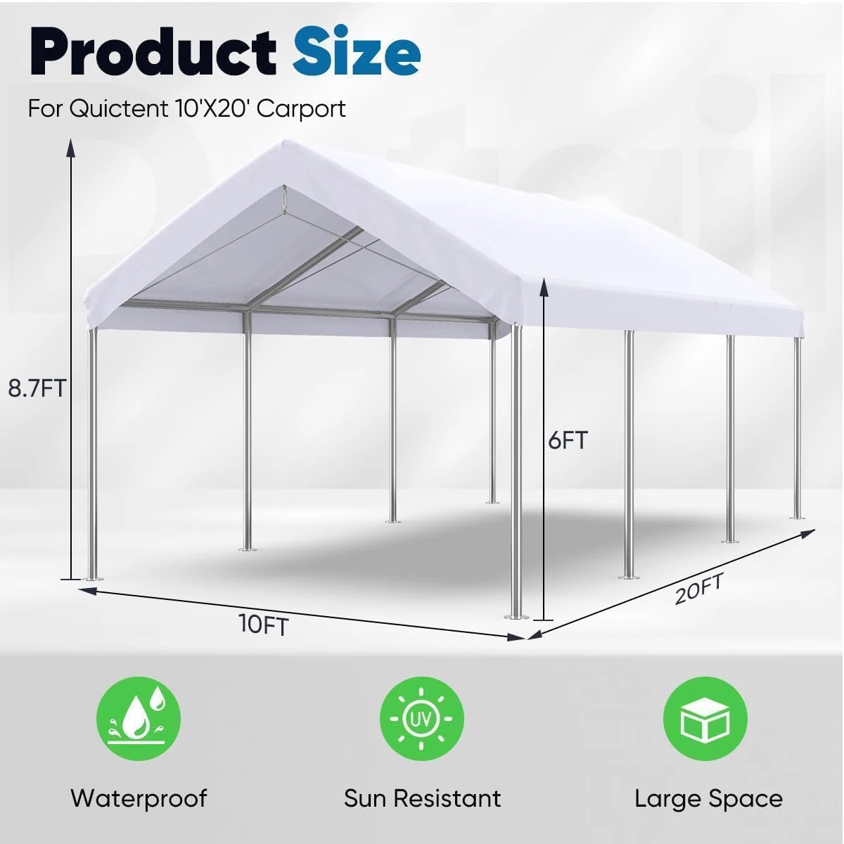 20'x10' & 20'x12' Heavy Duty Carport Canopy Shelter - Weatherproof Outdoor Car Cover for Vehicles, RV, Boat - Perfect for Driveway, Backyard & Storage Protection