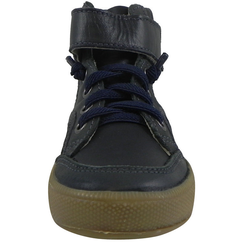 Old Soles 1026 Boys Navy High Top Sneakers - Leather Lace-Up Strap Shoes for Kids | School, Play & Everyday Wear