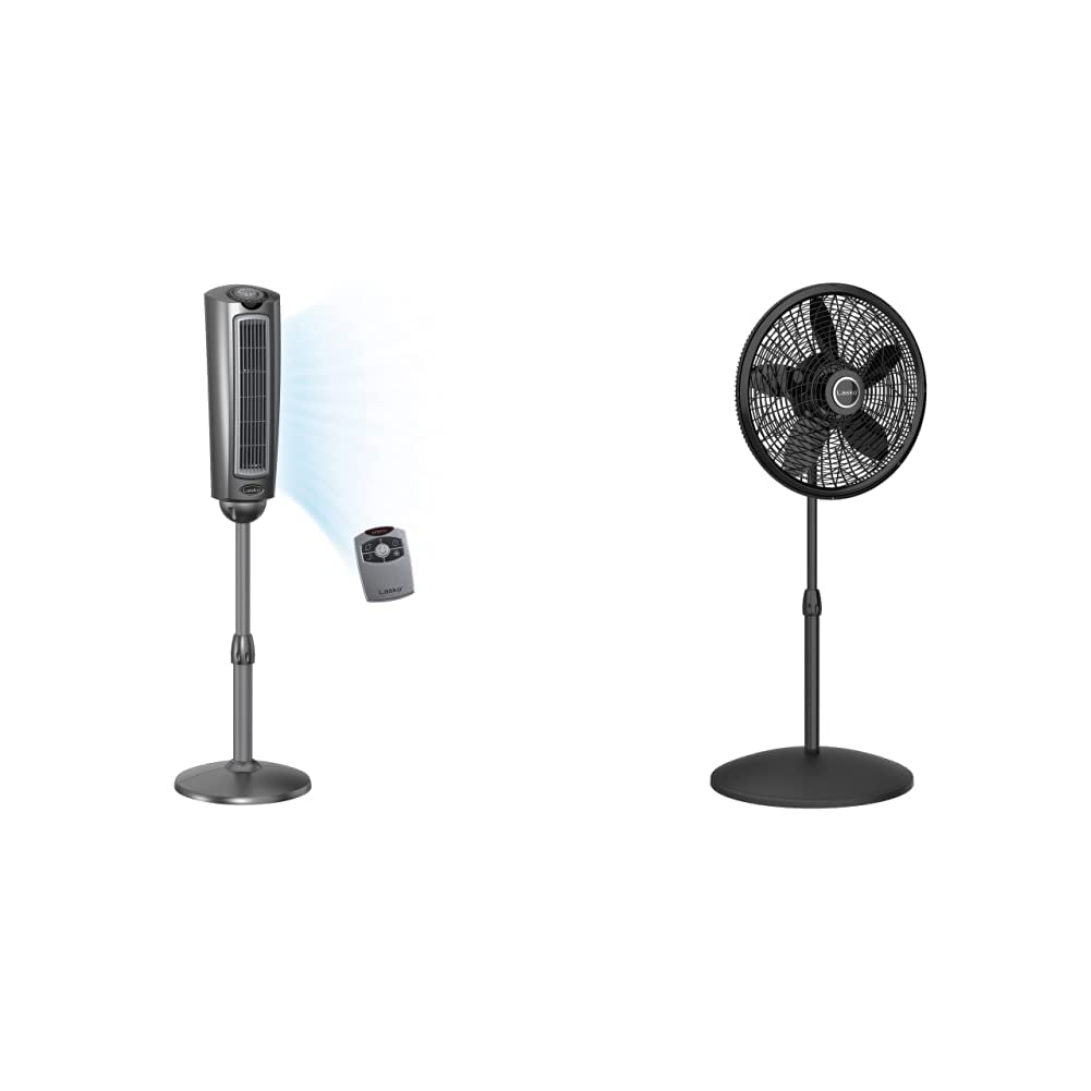 Lasko 2535 & 1827 Oscillating Pedestal Fan with Remote Control - Adjustable Height, 3 Speed Settings, 4-Hour Timer - Quiet Cooling for Bedroom, Living Room, Home Office & Indoor Spaces
