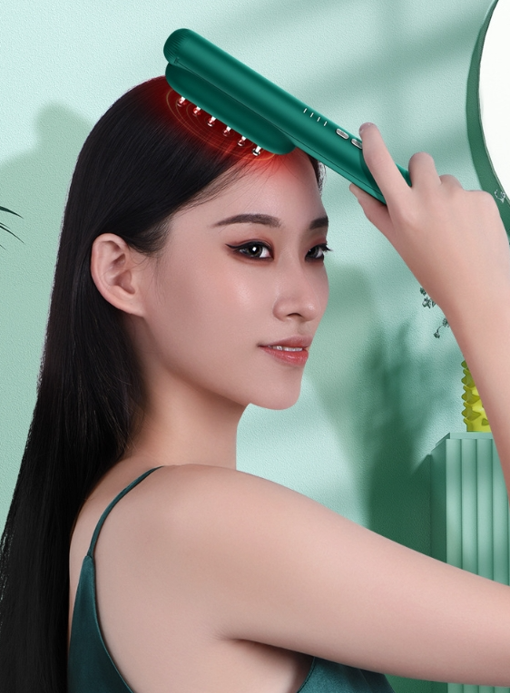 RF Microcurrent Hair Comb for Thicker Hair Growth - Color Light Therapy Scalp Massager for Hair Care & Styling - Perfect for Home Use & Salon Treatments