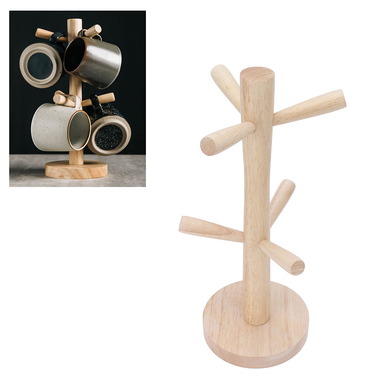 Durable Wooden Mug Hook Rack - Kitchen & Table Storage for Coffee Cups, Tea Mugs - Perfect for Drying, Organizing & Displaying Cups in Home or Office