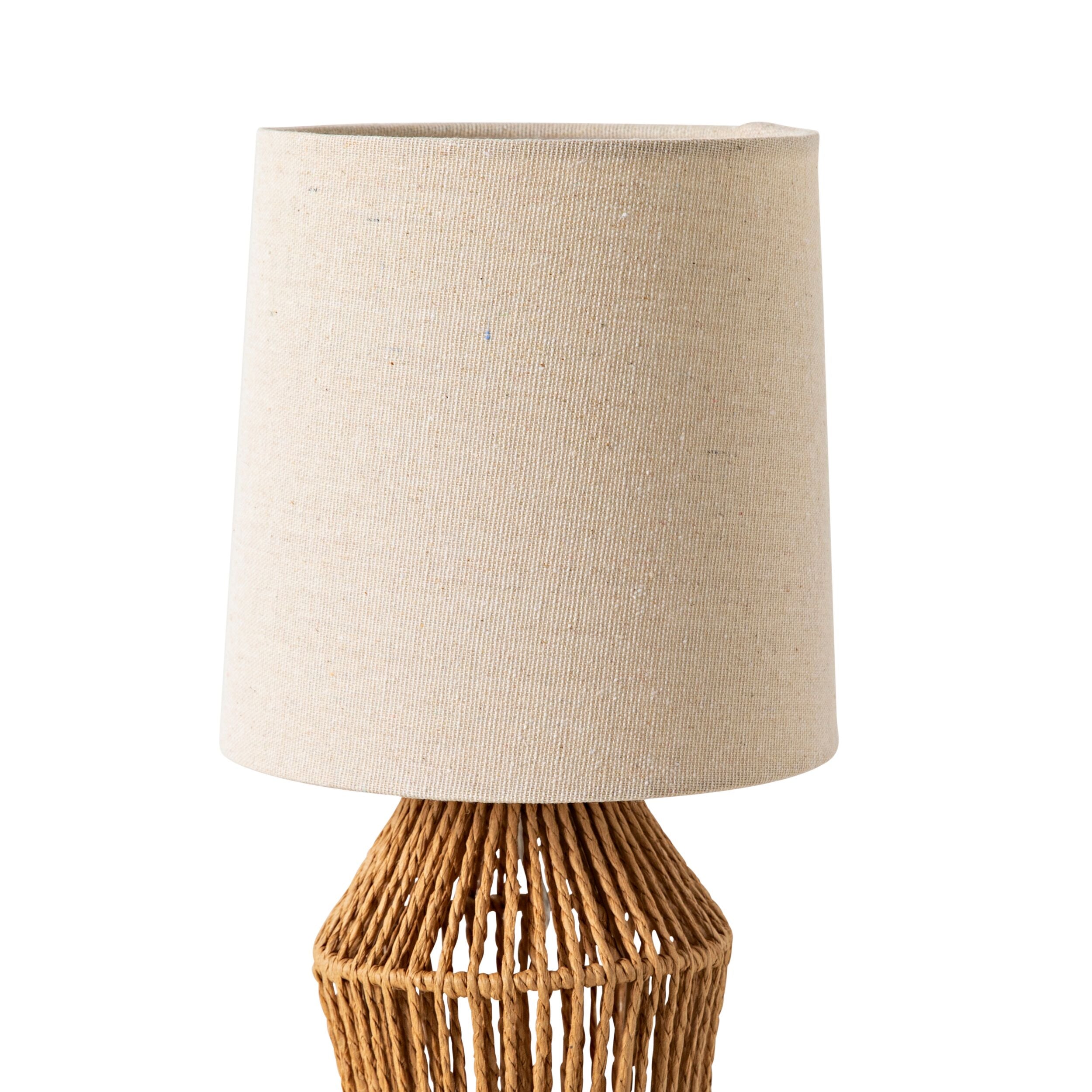 Beatrice Rope Table Lamp - 32cm Modern Rattan Nightstand Light for Bedroom, Living Room & Office Decor | Natural Woven Shade with Warm White Bulb