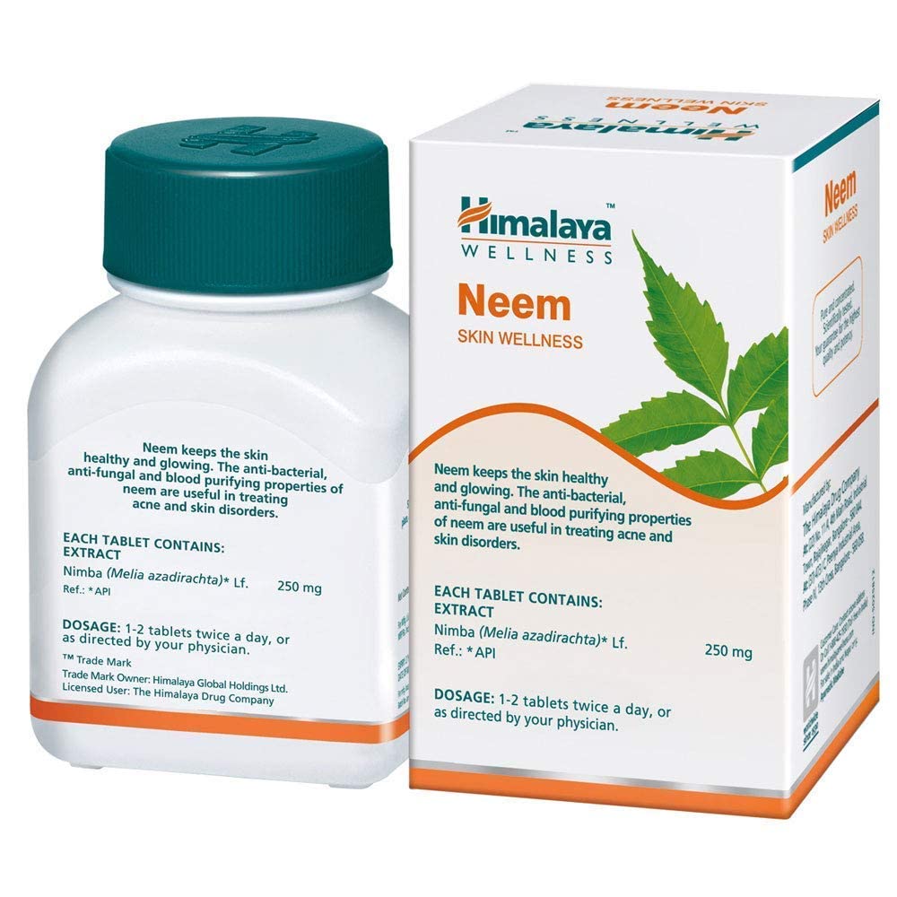 Himalaya Wellness Neem Tablets - 60 Count | Pure Herbal Supplement for Healthy Skin & Detox | Supports Clear Complexion & Immune System | Perfect for Daily Wellness Routine & Natural Skincare Regimen
