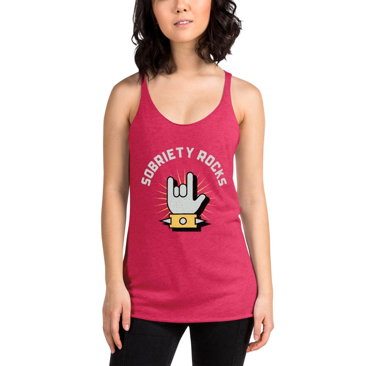 Sobriety Rocks Women's Racerback Tank Top - Comfortable Workout & Yoga Shirt for Fitness & Everyday Wear