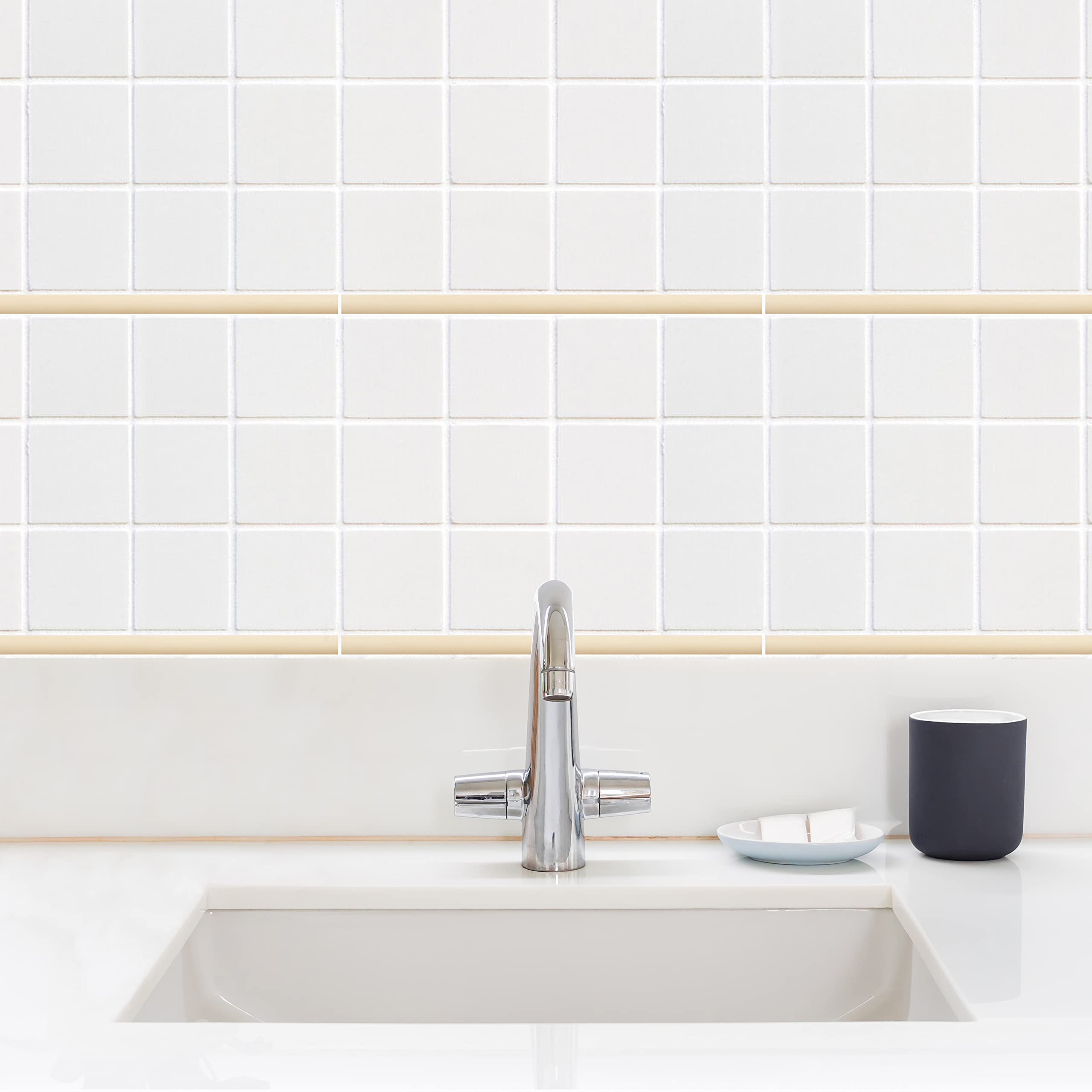 Questech Quarter Round Tile Trim 1/2 x 12 Inch - Decorative Jolly Tile Edge Trim for Shower, Kitchen Backsplash & Bathroom - Travertine Matte Finish - 12 Pack - Perfect for Waterproofing & Enhancing Tile Corners