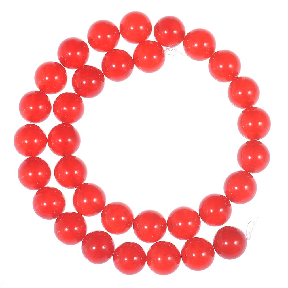 12mm Natural Red Chalcedony Agate Round Loose Beads - Gemstone Crystal Energy Healing Stones for Jewelry Making & DIY Crafts (1 Strand 15