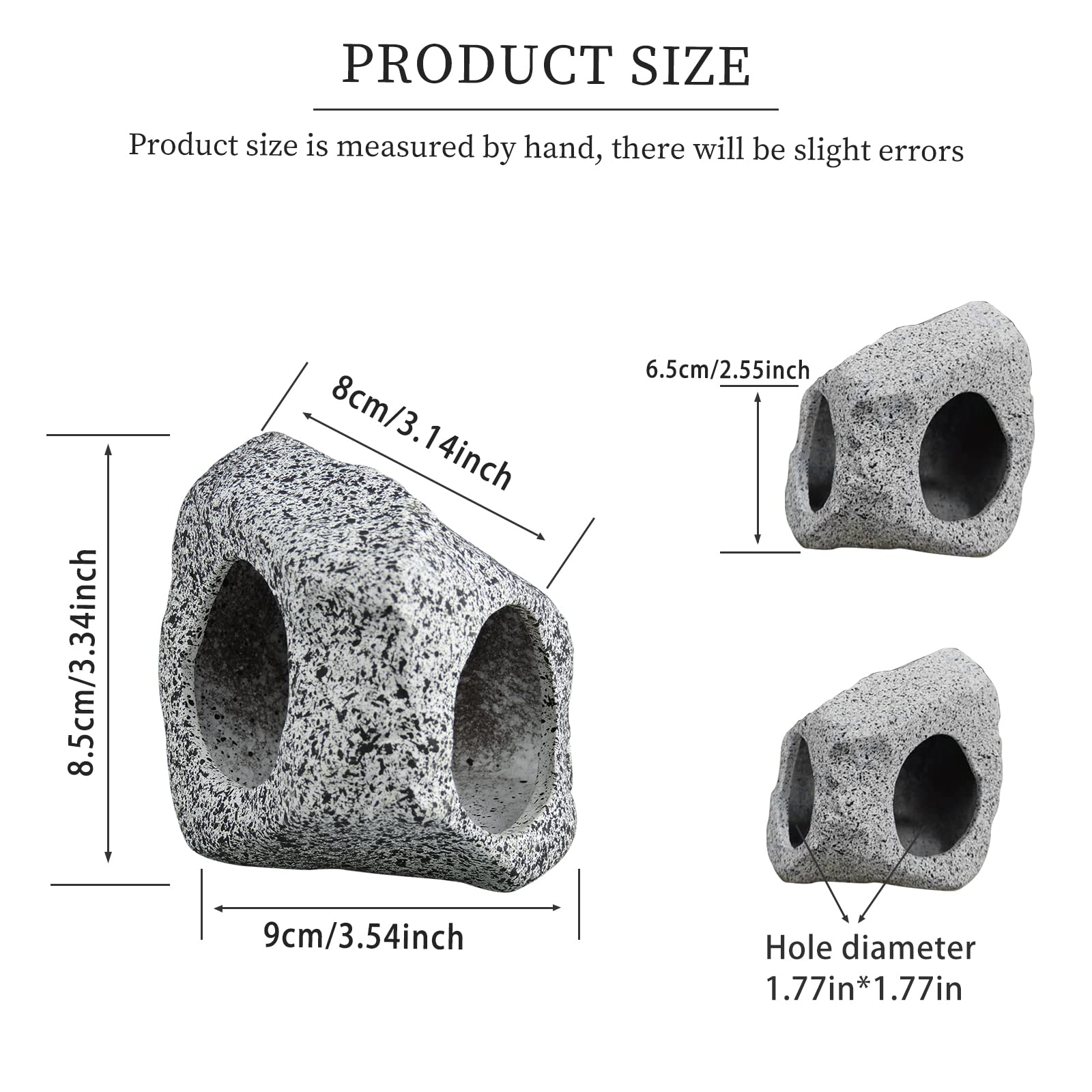 WishLotus Aquarium Cave Decoration - Ceramic Double Hole Betta Fish House, Hidden Tunnel Fish Tank Ornament for Shrimp, Cichlid & Betta - Natural Breeding & Hiding Spot (Black) - Perfect for Tropical Fish Tanks & Aquascaping