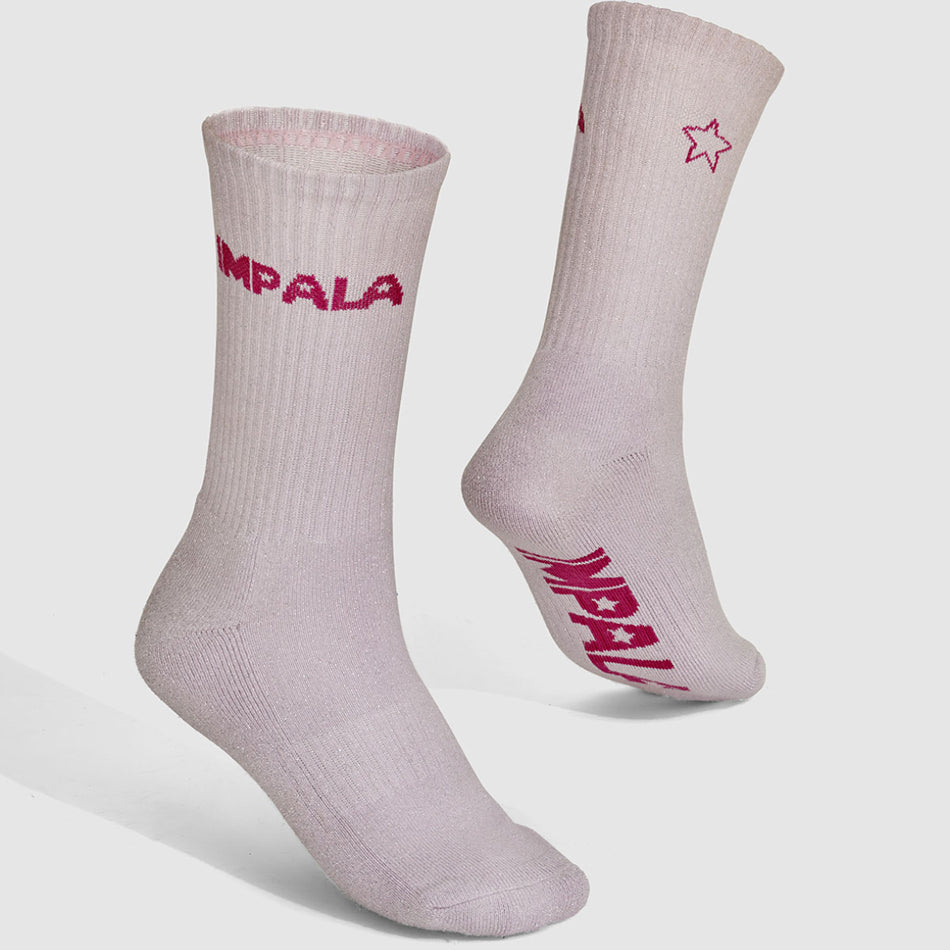 Impala Skate Socks 3 Pack - Sparkle Design Crew Socks for Roller Skating & Roller Derby - Comfortable & Cushioned for Sports & Casual Wear