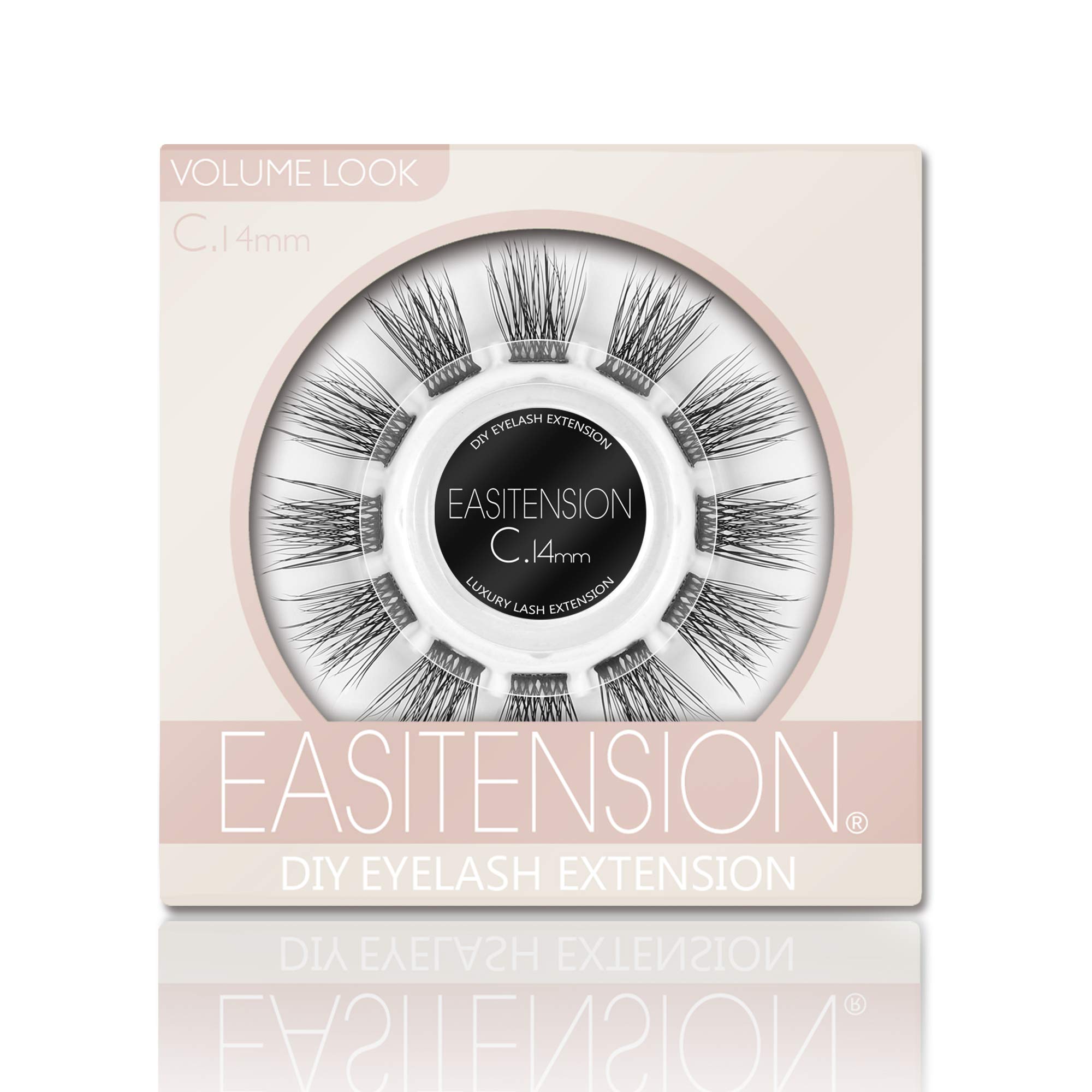 3D Volume DIY Eyelash Extension Kit - 12 Clusters C Curl False Lashes (14MM) with Glue Bonded Band for Natural Look | Perfect for Home Use, Parties & Special Occasions