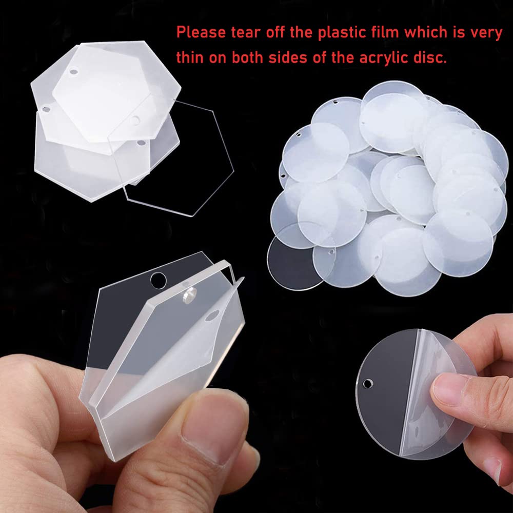 200Pcs Clear Acrylic Keychain Blanks for DIY Vinyl Crafts - Christmas Star, Heart, Round & Geometric Shapes with Key Rings & Tassels - Perfect for Holiday Gifts, Party Favors & Personalized Keychains