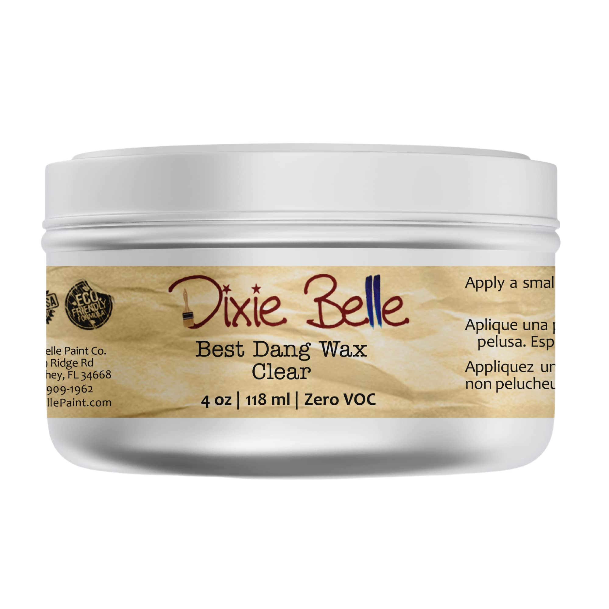 Dixie Belle Paint Company Best Dang Clear Furniture Wax 4oz | DIY Furniture Finishing & Protection Wax | USA Made Chalk Paint Wax for Antique Restoration & Wood Furniture Care | Perfect for DIY Projects, Vintage Furniture Refinishing & Home Decor Upcycling