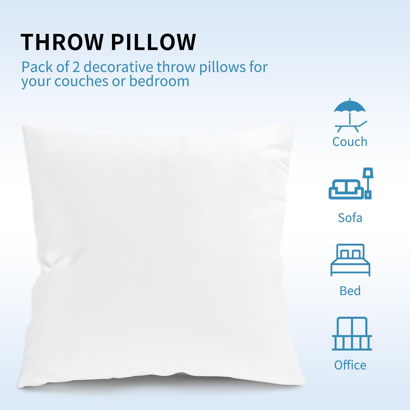 Fixwal 26x26 Inch Throw Pillow Inserts Set of 2 - Premium Euro Square Pillow Forms for Sofa, Couch & Bed - Soft Decorative Cushion Inserts for Home Decor, Living Room & Bedroom