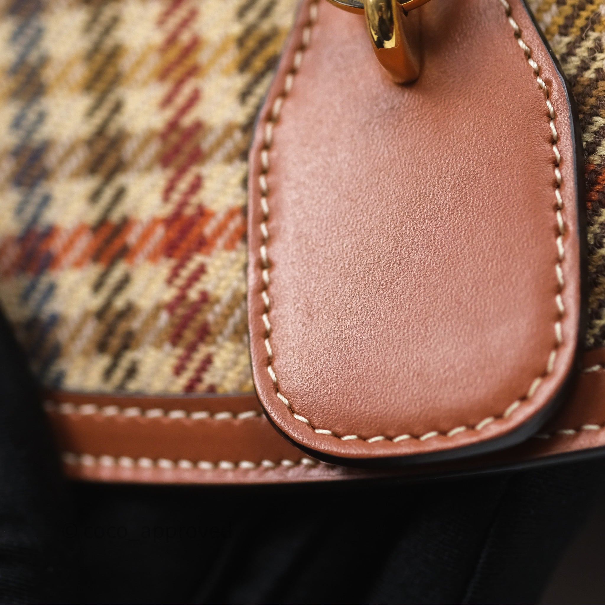 Celine Tartan Textile & Natural Calfskin Clutch with Strap - Elegant Crossbody Bag for Women, Perfect for Parties, Weddings & Evening Events