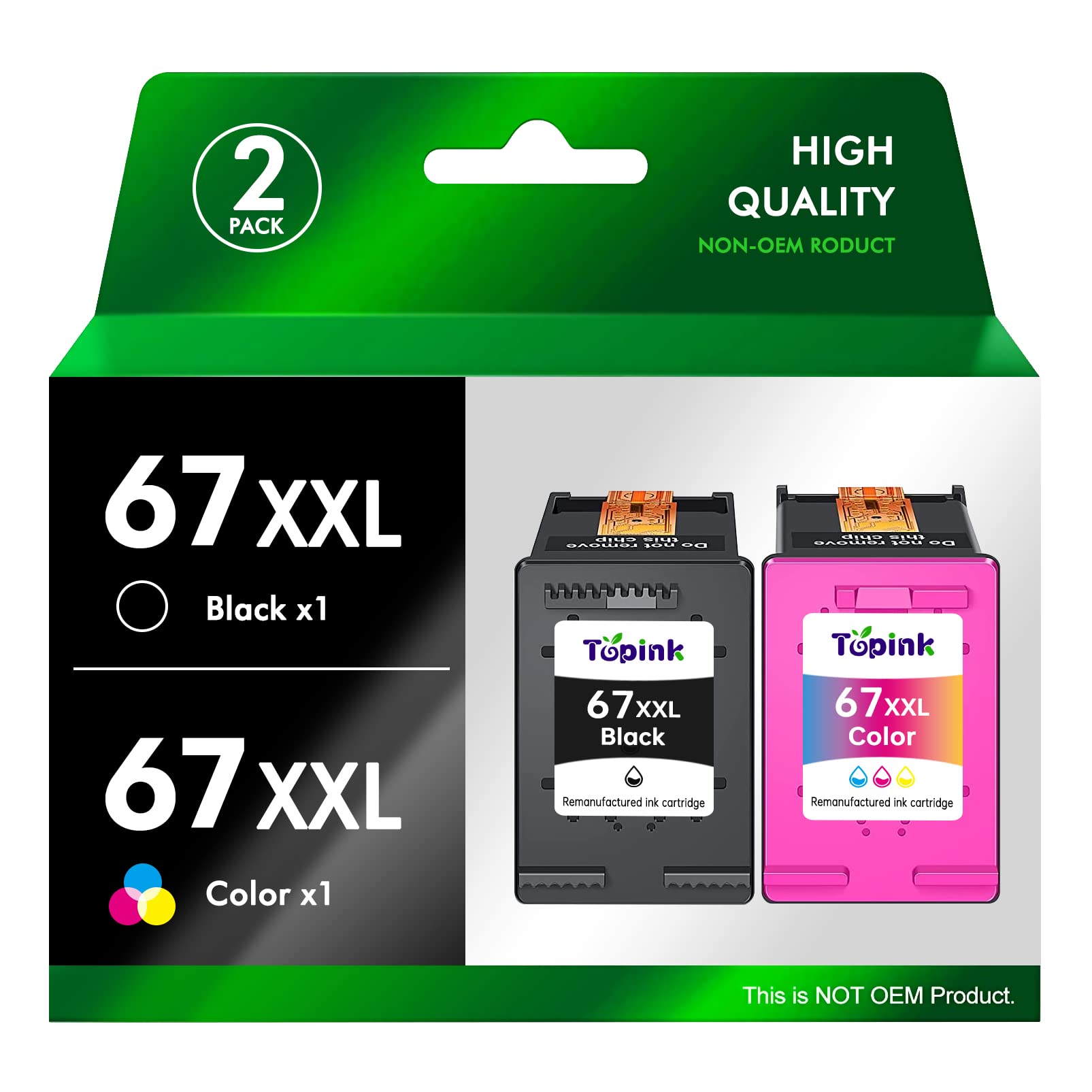 HP 67 & 67XL Ink Cartridges - Compatible with Envy 6000/6055/6052/6058/6075, Envy Pro 6400/6455/6452/6458, DeskJet 1255/2732/2752/2755/4140/4152/4155 Series - High Yield Printer Ink Replacement for Home & Office Printing Needs