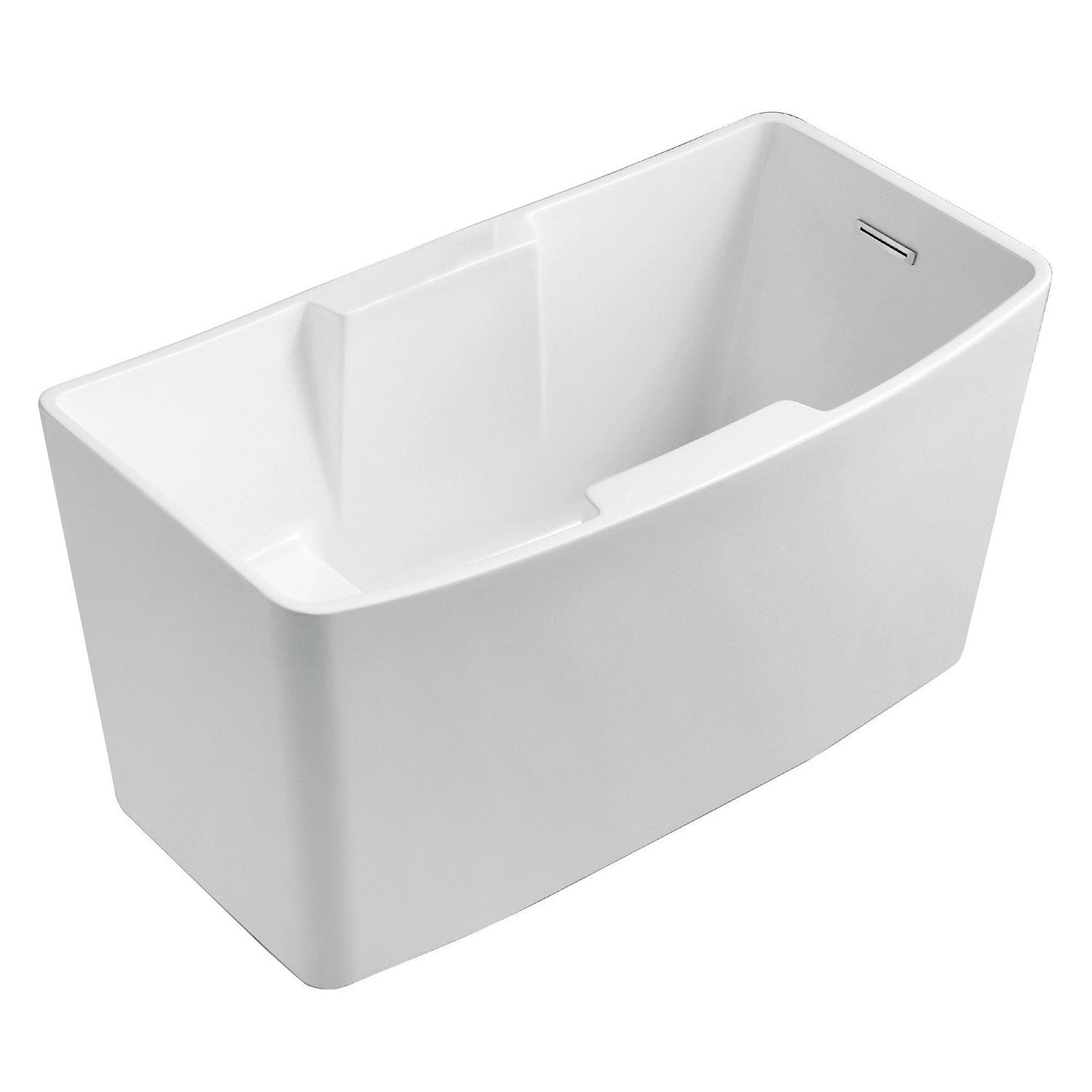 Aqua Eden 51 Inch Acrylic Freestanding Bathtub - Glossy White Rectangular Double Slipper Tub with Drain & Built-in Seat | Perfect for Spa-Like Bathroom Relaxation & Luxury Home Decor