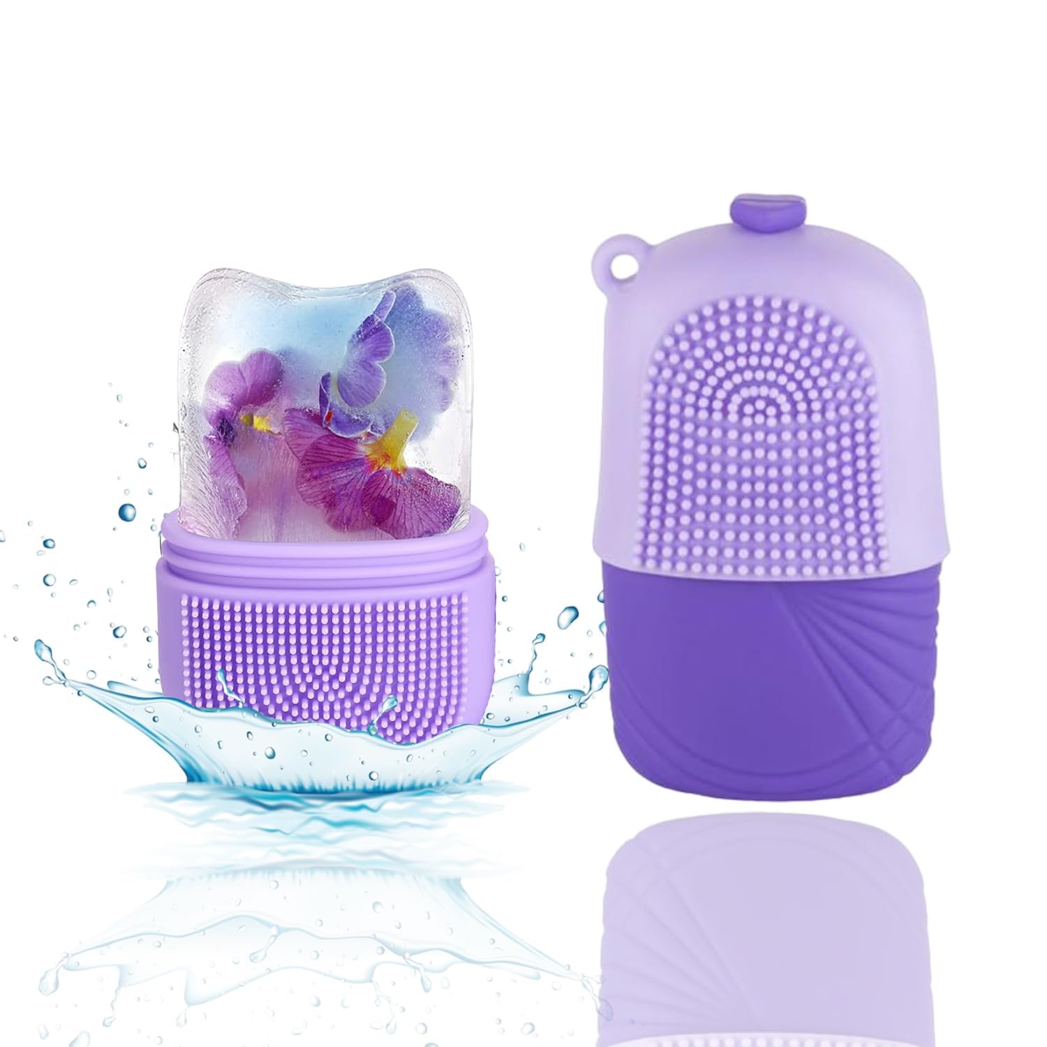 Dharvika Upgraded Ice Roller for Face & Eye - Cooling Facial Massager for Puffiness, Wrinkles & Skin Tightening - Gua Sha & Ice Facial Therapy Tool with Silicone Mold - Purple (Perfect for Morning Routine & Post-Workout Skin Care)