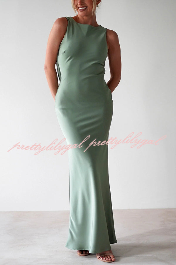 Elegant Solid Color Backless Lace-Up Slim Maxi Dress for Women - Perfect for Evening Parties, Weddings & Date Nights