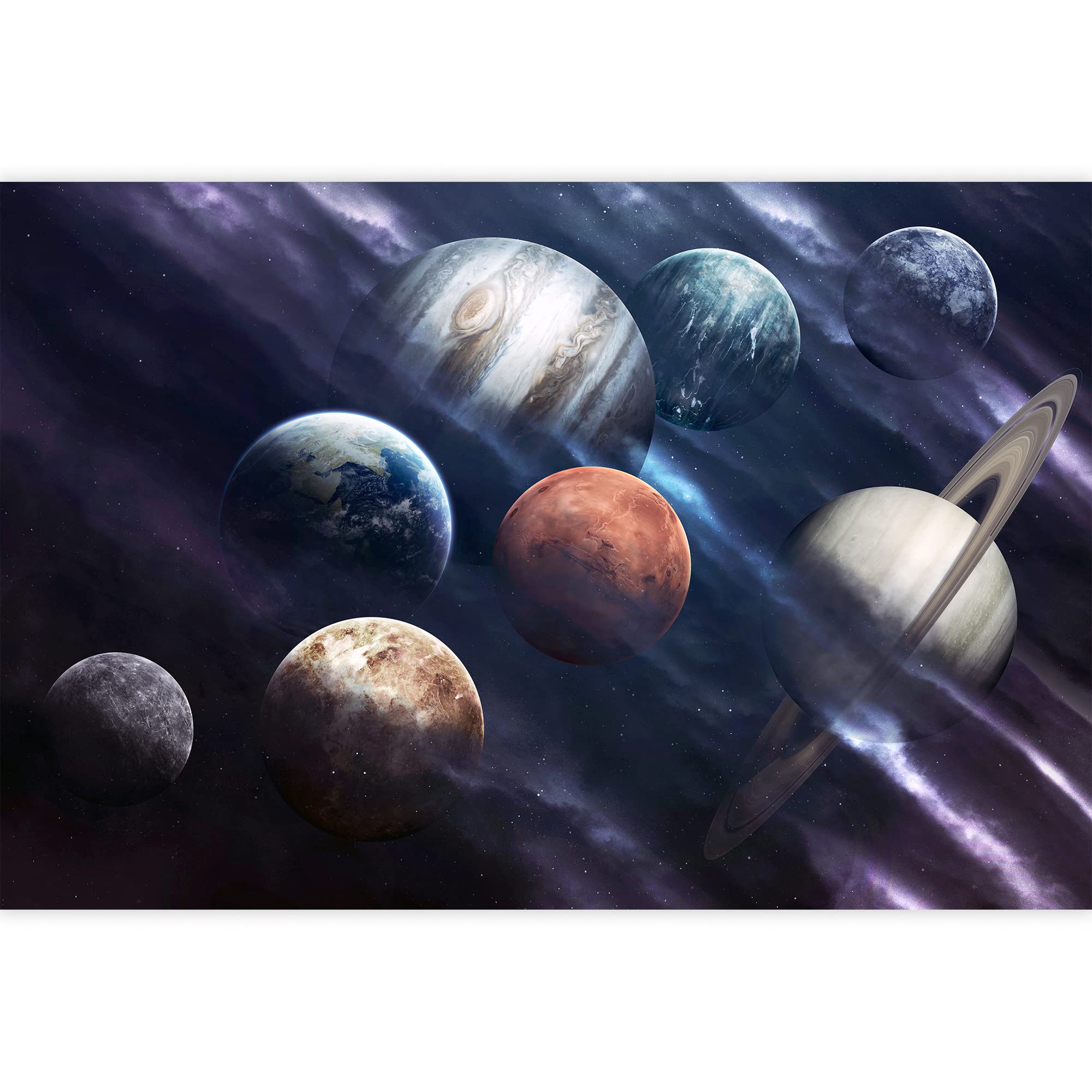 Removable Peel and Stick Wallpaper - Space Themed Universe & Giant Planets Wall Mural (66x96 inches) for Bedroom, Living Room, Nursery & Home Decor