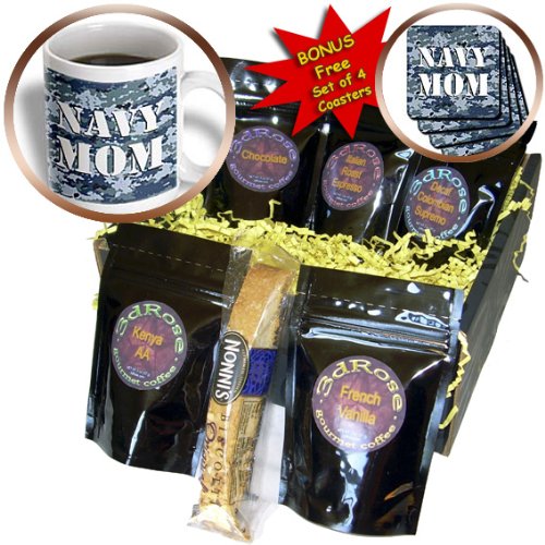 3D Rose Navy Mom Blue Camouflage Coffee Gift Basket - Unique Camo Design Coffee Mug Set for Mother's Day, Birthday & Housewarming Gifts | Perfect for Military Moms, Coffee Lovers & Home Decor
