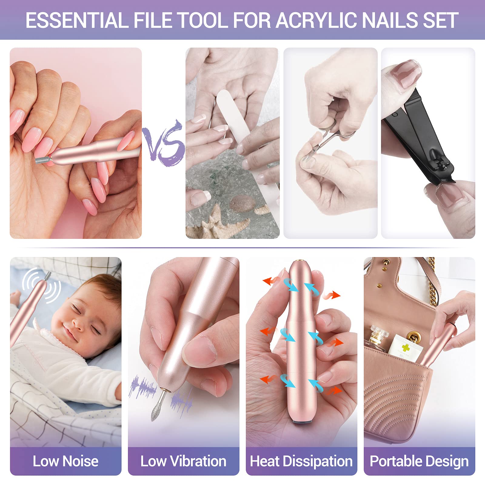 Cooserry Professional Acrylic Nail Kit with Electric Drill - Complete Set with Acrylic Powder, Monomer Liquid & Nail Drill Bits for Salon-Quality Nail Extensions | Perfect for Home Manicures, DIY Nail Art & Professional Nail Designs