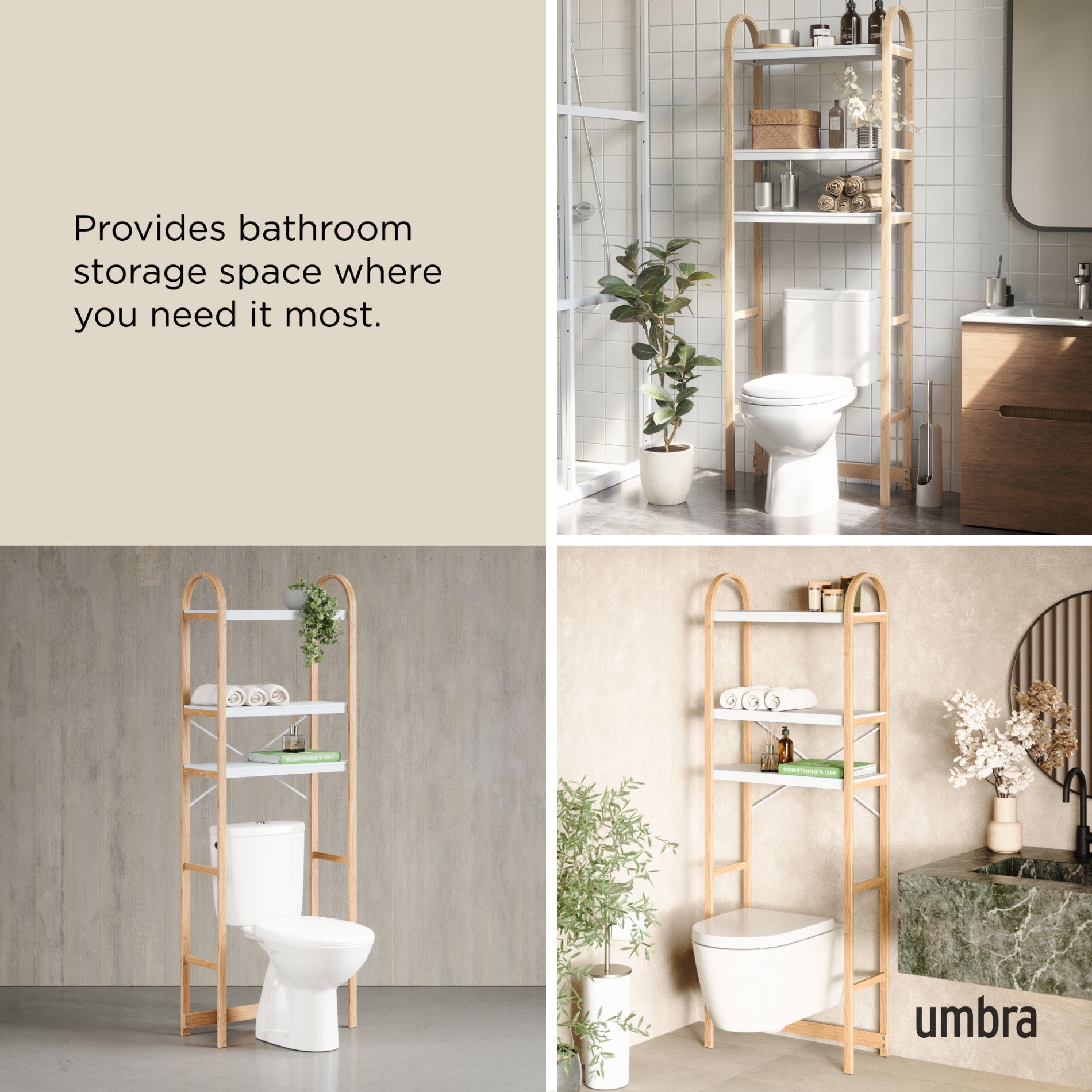 Bellwood Over the Toilet Shelf - Space Saving Bathroom Storage Organizer for Towels, Toiletries & Decor - Perfect for Small Bathrooms & Powder Rooms