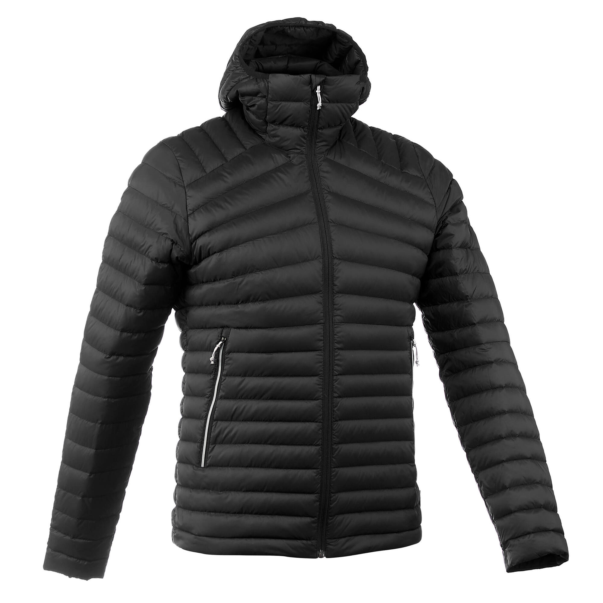 Forclaz Men's MT100 Hooded Down Puffer Jacket - Lightweight Winter Coat, Waterproof & Windproof, Warm Insulated Outdoor Jacket for Hiking, Skiing & Cold Weather Activities