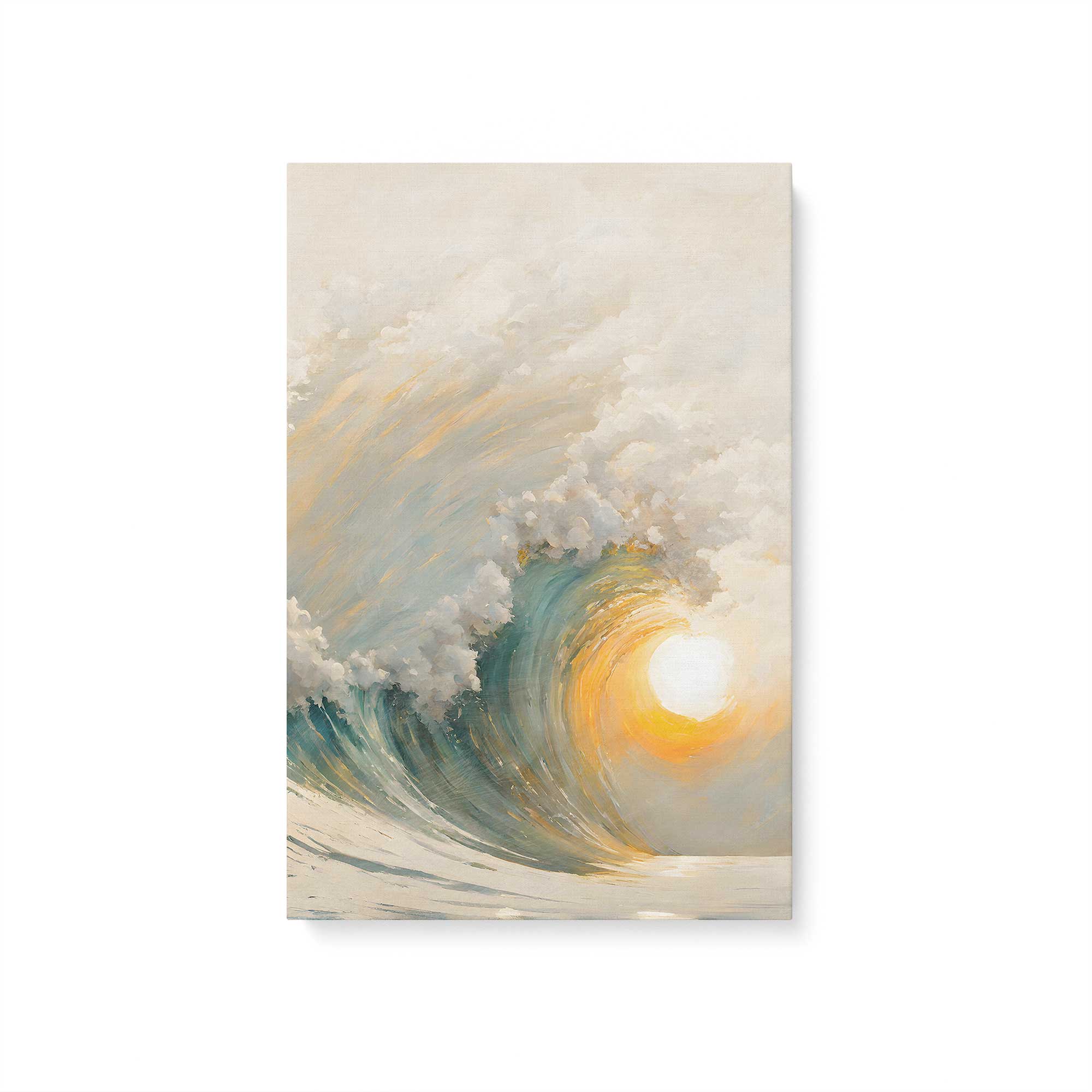 Golden Waves at Sunset II Canvas Wall Art Print - Coastal Beach Decor for Living Room, Bedroom & Office