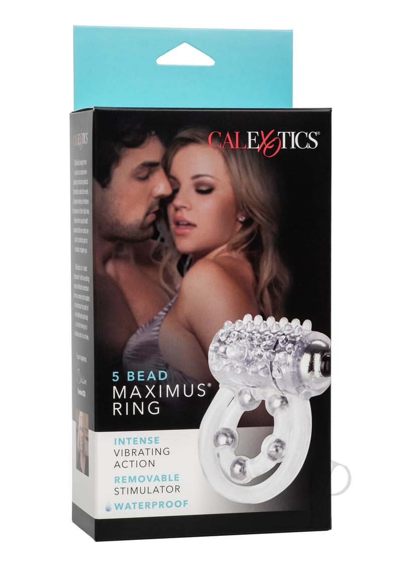 5 Bead Maximus Ring - Vibrating Cock Ring for Enhanced Pleasure, Clear Silicone Design - Perfect for Couples & Solo Play
