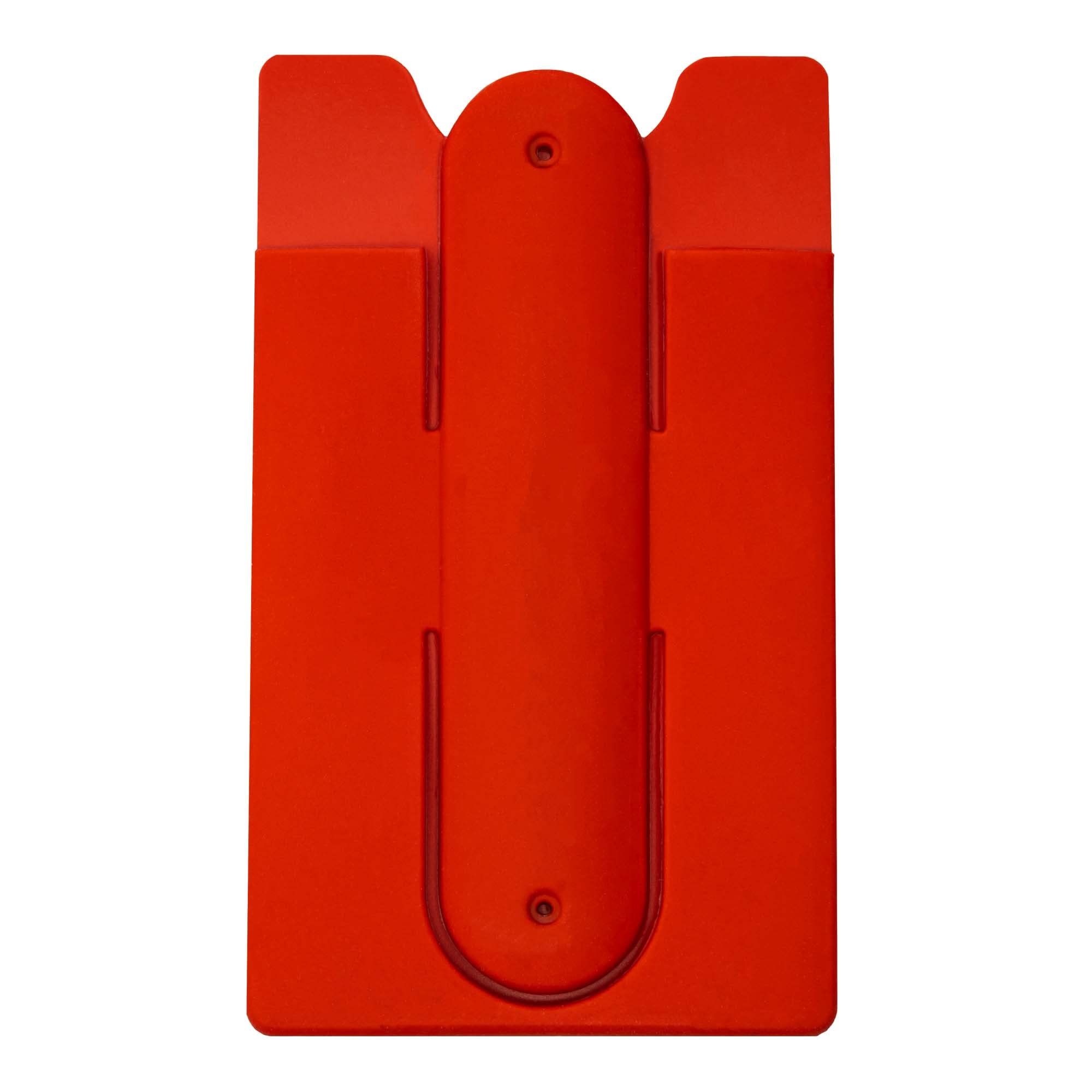 Stick On Wallet - Silicone Phone Card Holder with Built-in Stand, Adhesive Credit Card Pouch for iPhone & Samsung Galaxy (Red) - Perfect for Hands-Free Viewing, Travel & Everyday Use