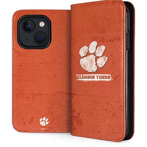 Officially Licensed Clemson Tigers Vintage Design Skinit Folio Phone Case for iPhone 13 Mini - Perfect for Game Days, School Spirit & Fan Gifts