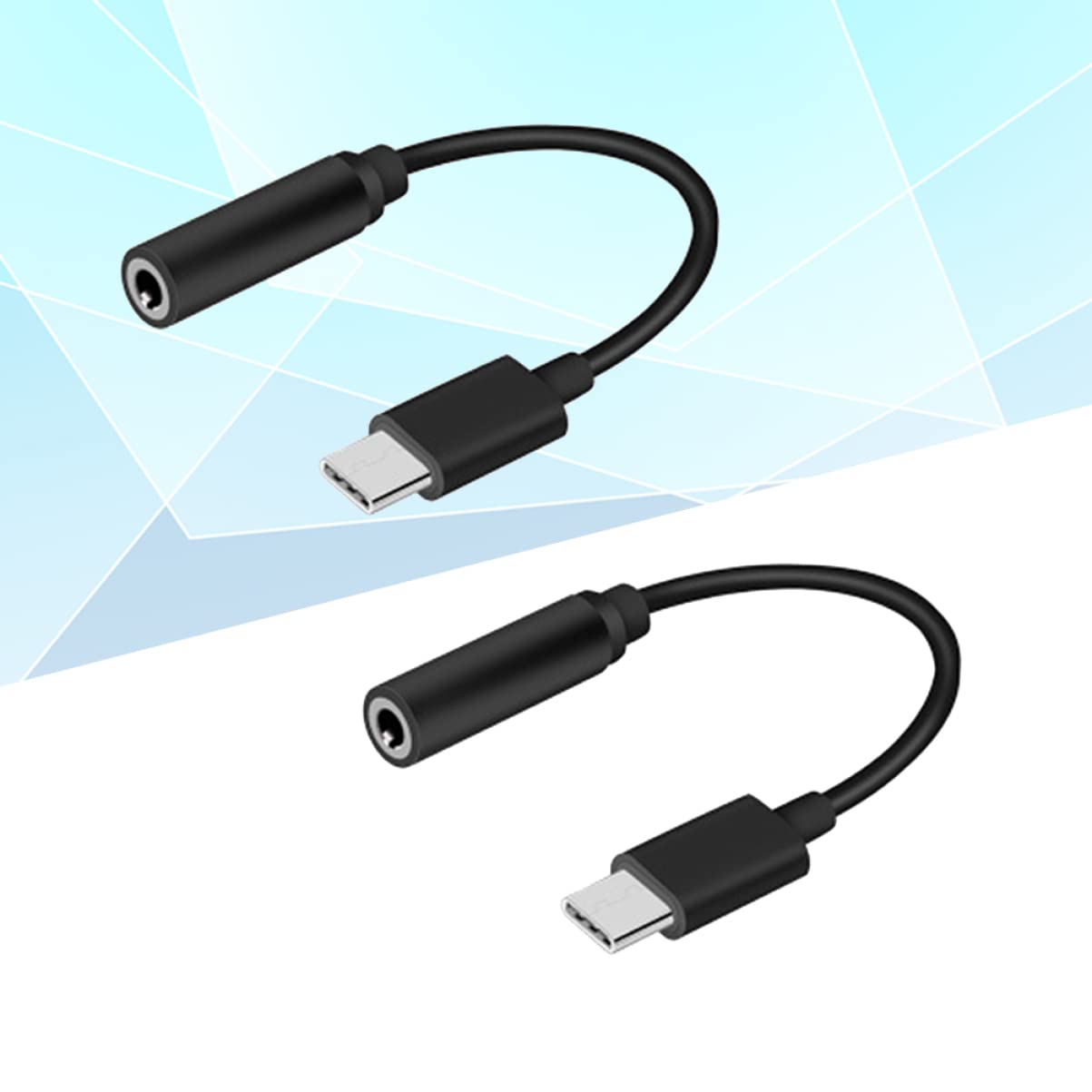 Mikikit 2-Pack Type-C to 3.5mm Headphone Adapter, USB-C Male to AUX Female Audio Cable, Black - Compatible with Smartphones, Tablets & Laptops for Music, Gaming & Calls