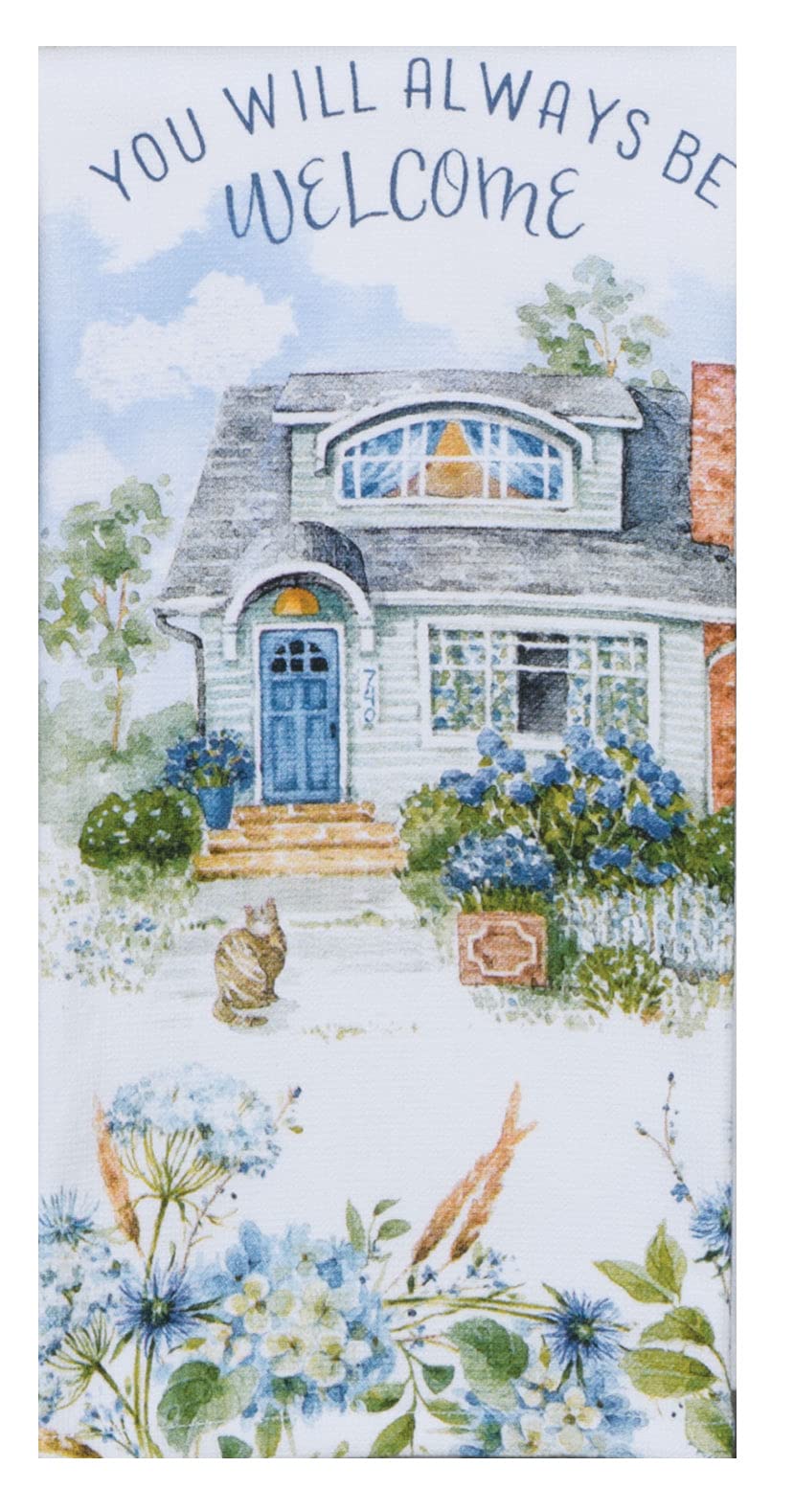 Boho Blue Cotton Dish Towels Set of 2 - Dual Purpose Kitchen Linens for Washing & Drying Dishes | Perfect for Cottage, Farmhouse & Boho Style Kitchens