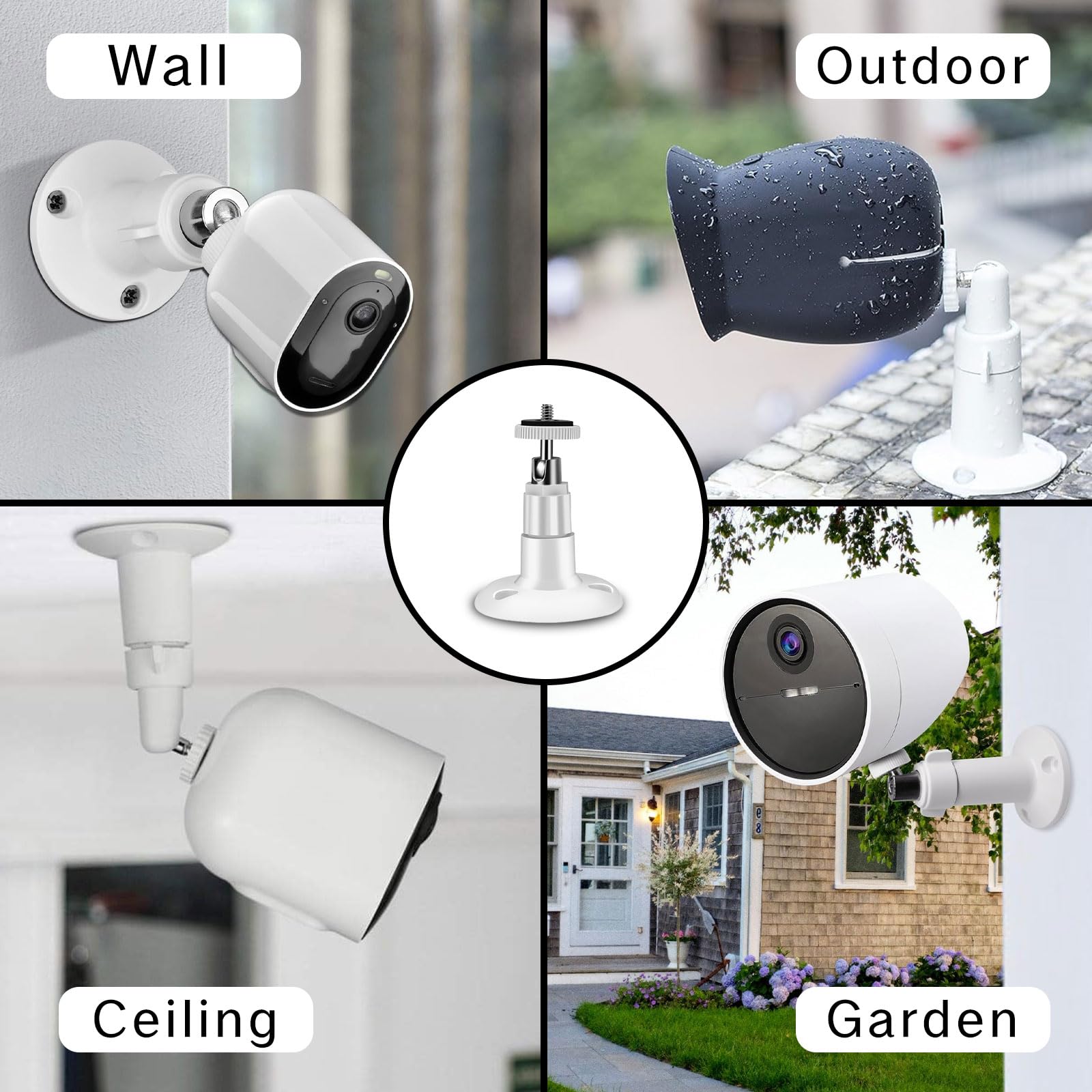 No Drill Ring Indoor/Outdoor Camera Mount Kit - 360° Adjustable Ceiling & Wall Bracket for Ring HD/2/3/4 Security Cameras | Adhesive & Screw Installation | Perfect for Home, Office & Garage Surveillance