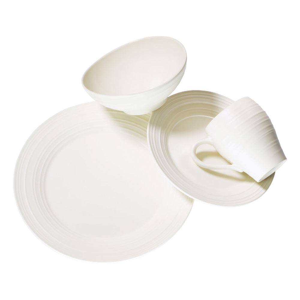 Swirl White 4-Piece Dinner Plate Set - Elegant Porcelain Plates for Formal Dining, Casual Meals & Entertaining | Dishwasher & Microwave Safe