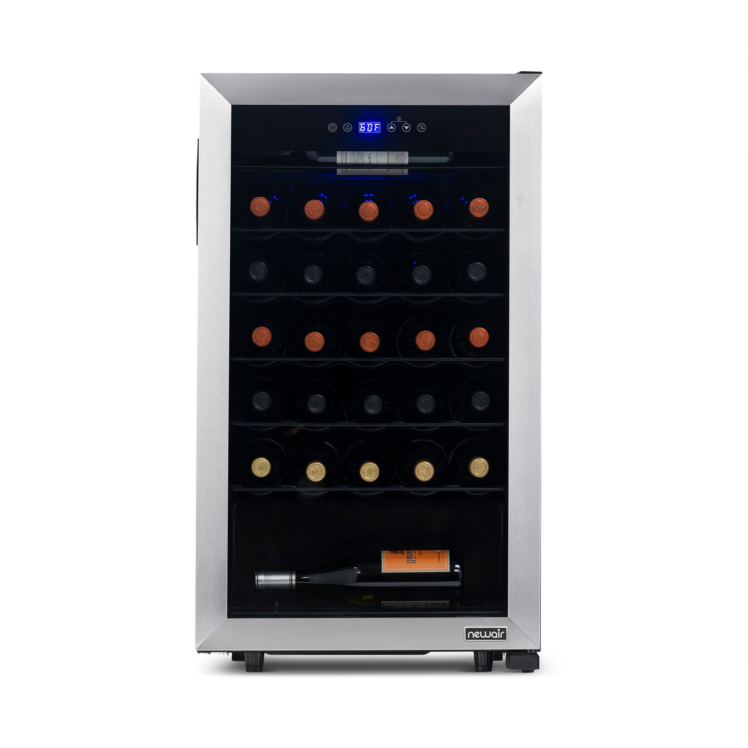 Newair® 33 Bottle 18.9 Inch Stainless Steel Freestanding Wine Cooler Refrigerator - Perfect for Home Bars, Restaurants, and Wine Cellars