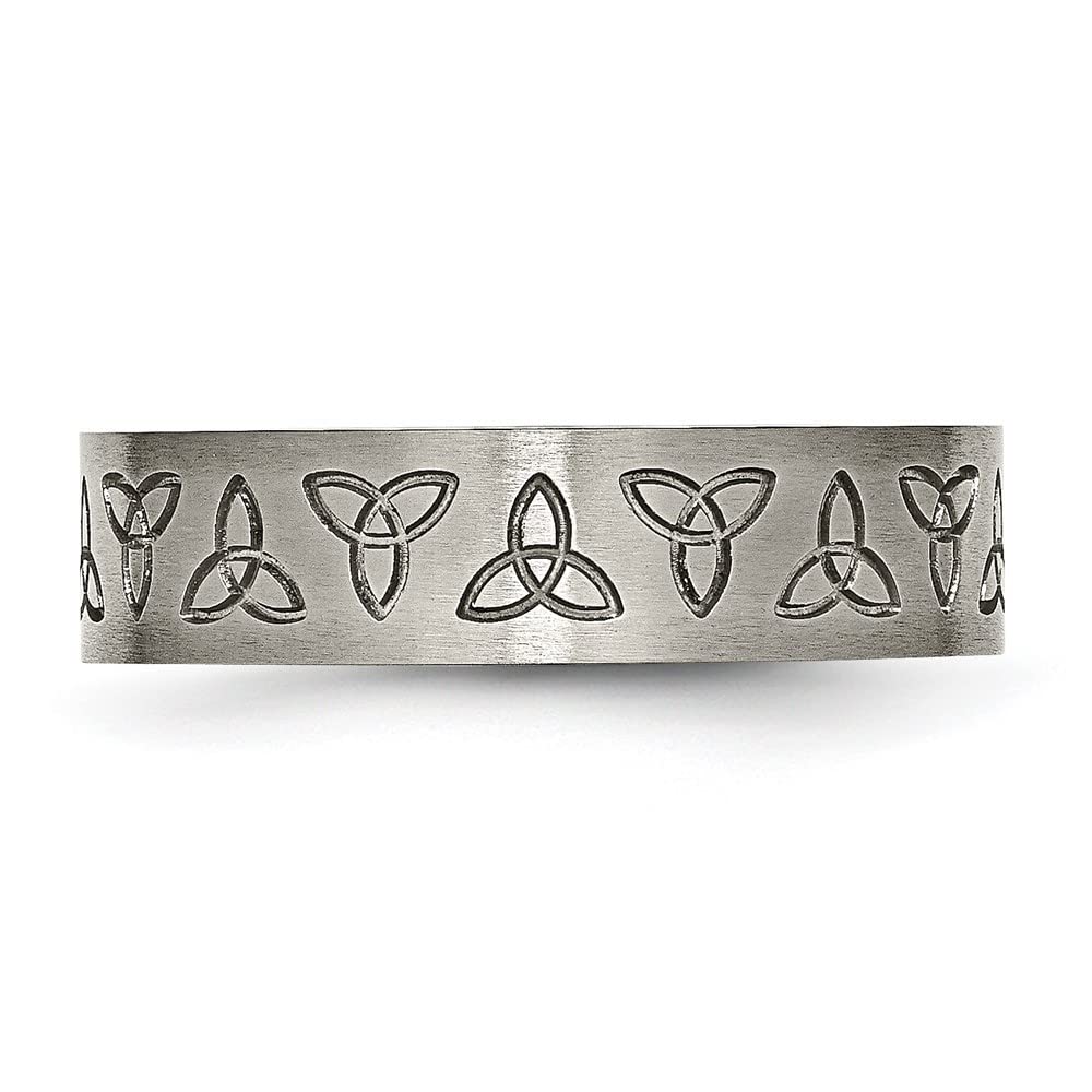Titanium Trinity Symbol Wedding Band Ring - 6mm Flat Engraved Men's Wedding Ring for Men, Durable & Hypoallergenic - Perfect for Engagement, Anniversary & Couple Gifts