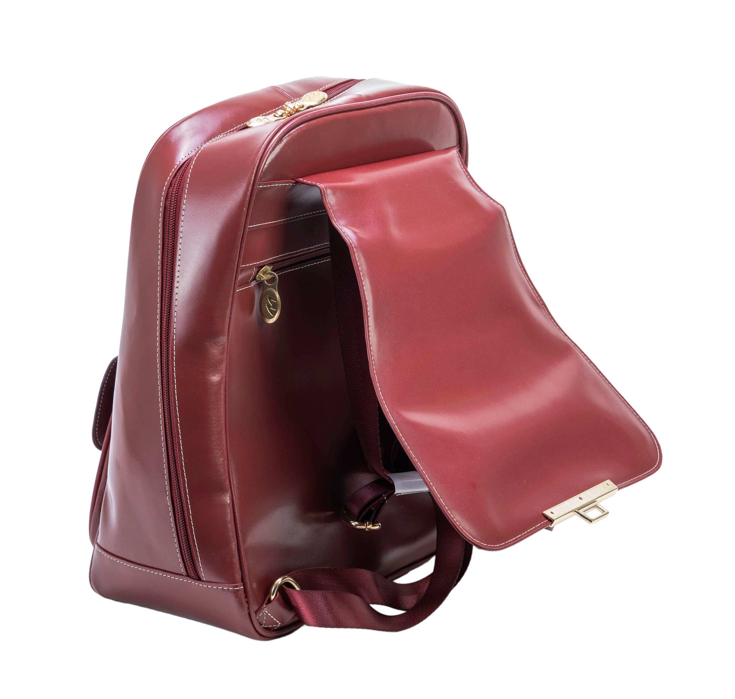Professional Women's Leather Laptop Backpack for Business & Travel - Slim Tablet Compartment, Durable Small Work Bag (Red) - Perfect for Office Commute, Business Trips & College Use