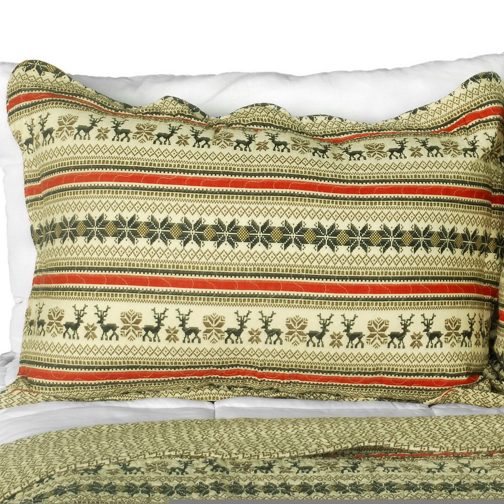 Blancho Bedding [A Long Summer] 3-Piece Cotton Vermicelli-Quilted Printed Quilt Set - Full/Queen Size - Soft & Breathable Summer Bed Cover for Home Decor, Guest Room, Dormitory