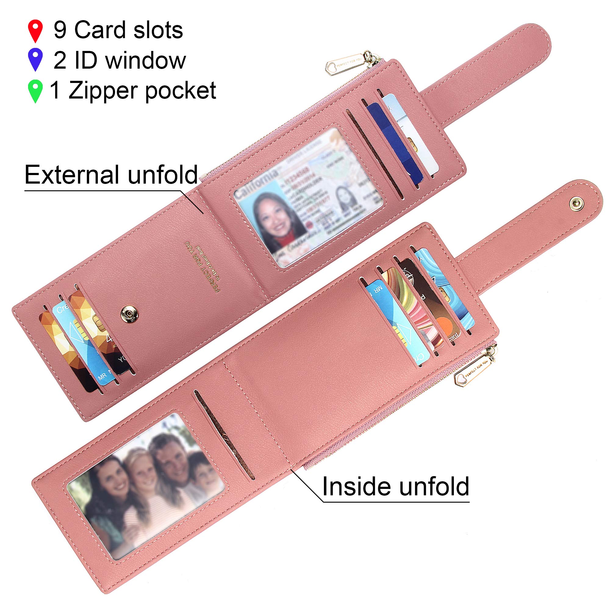 ZRTARY Slim RFID Blocking Bifold Wallet for Women - Compact Card Holder with Zipper Pocket for Credit Cards & Cash | Perfect for Everyday Use, Travel, and Minimalist Lifestyle