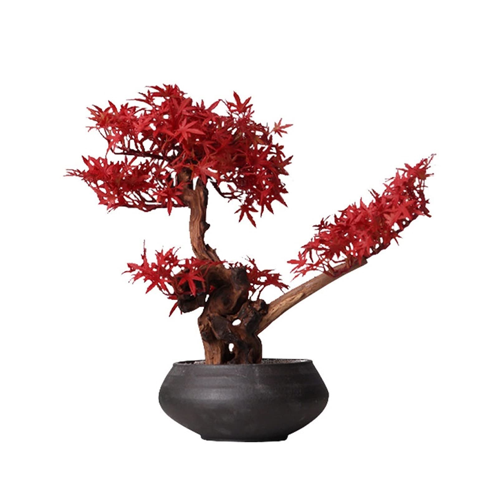 Artificial Bonsai Tree - Chinese Simulation Maple Leaf Red Maple Fake Bonsai Plant for Home, Office, Hotel Decor - Desktop Display & Potted Craft for Indoor Decoration