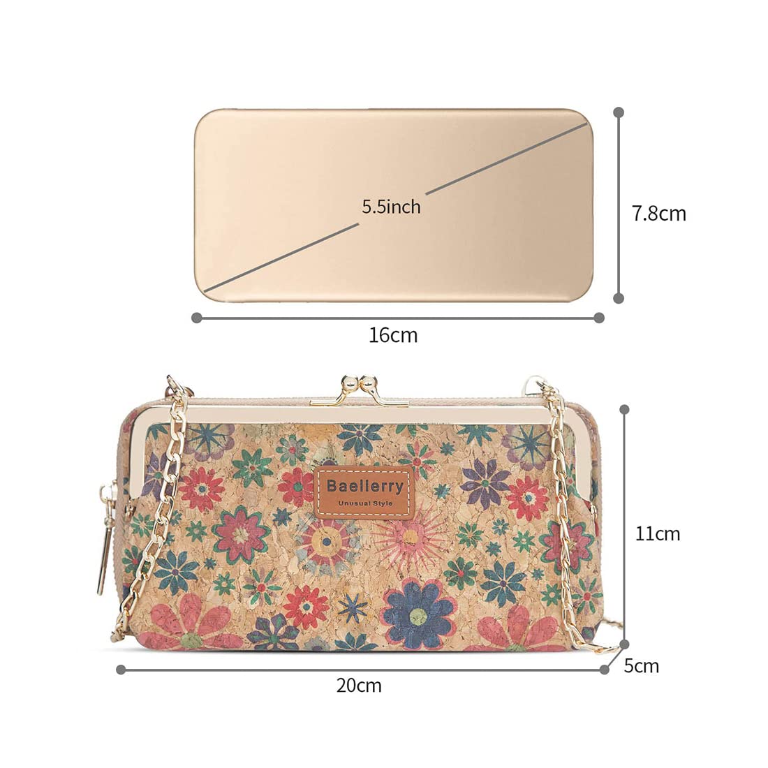 Aolaso Cork Purse for Women - Stylish Phone Wallet Bag with Multiple Card Slots & Coin Pocket - Perfect for Everyday Use, Travel, and Parties