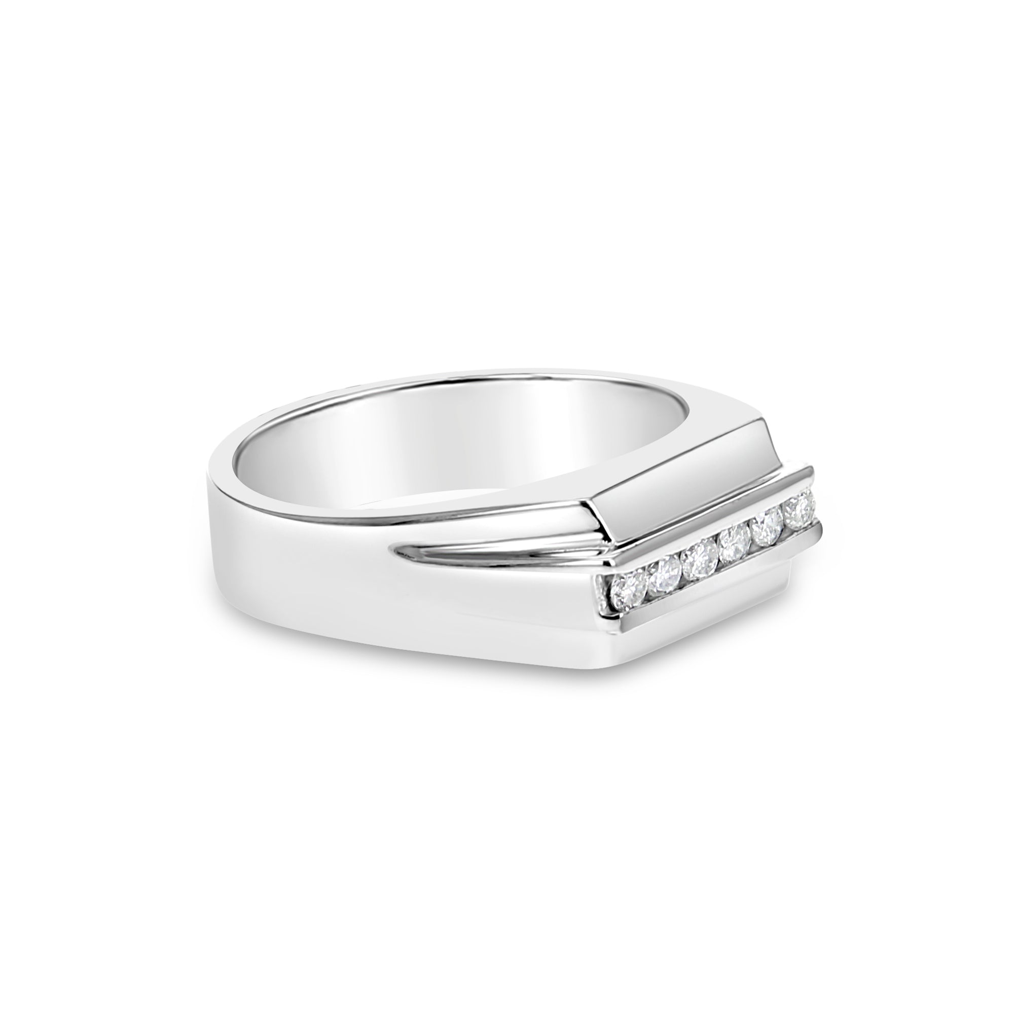 14K White Gold Men's Diamond Wedding Band - 0.23cttw Classic Solitaire Ring for Engagement, Anniversary & Special Occasions