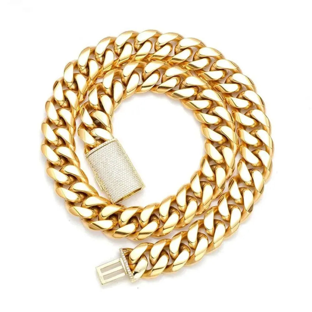 24K Gold Plated Moissanite Cuban Link Chain Necklace for Men & Women - Iced Out Hip Hop Jewelry - Perfect for Parties, Gifts & Everyday Wear