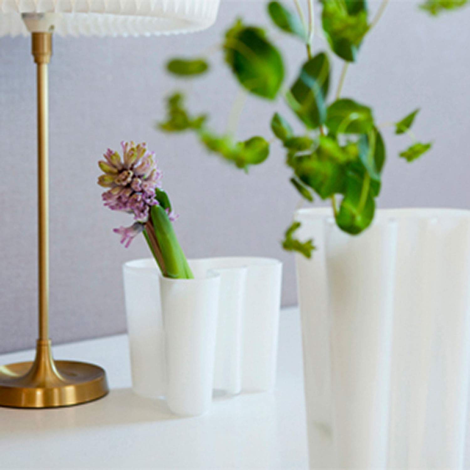 Iittala Alvar Aalto 95mm White Glass Vase - Modern Scandinavian Home Decor for Living Room, Dining Table & Office Desk