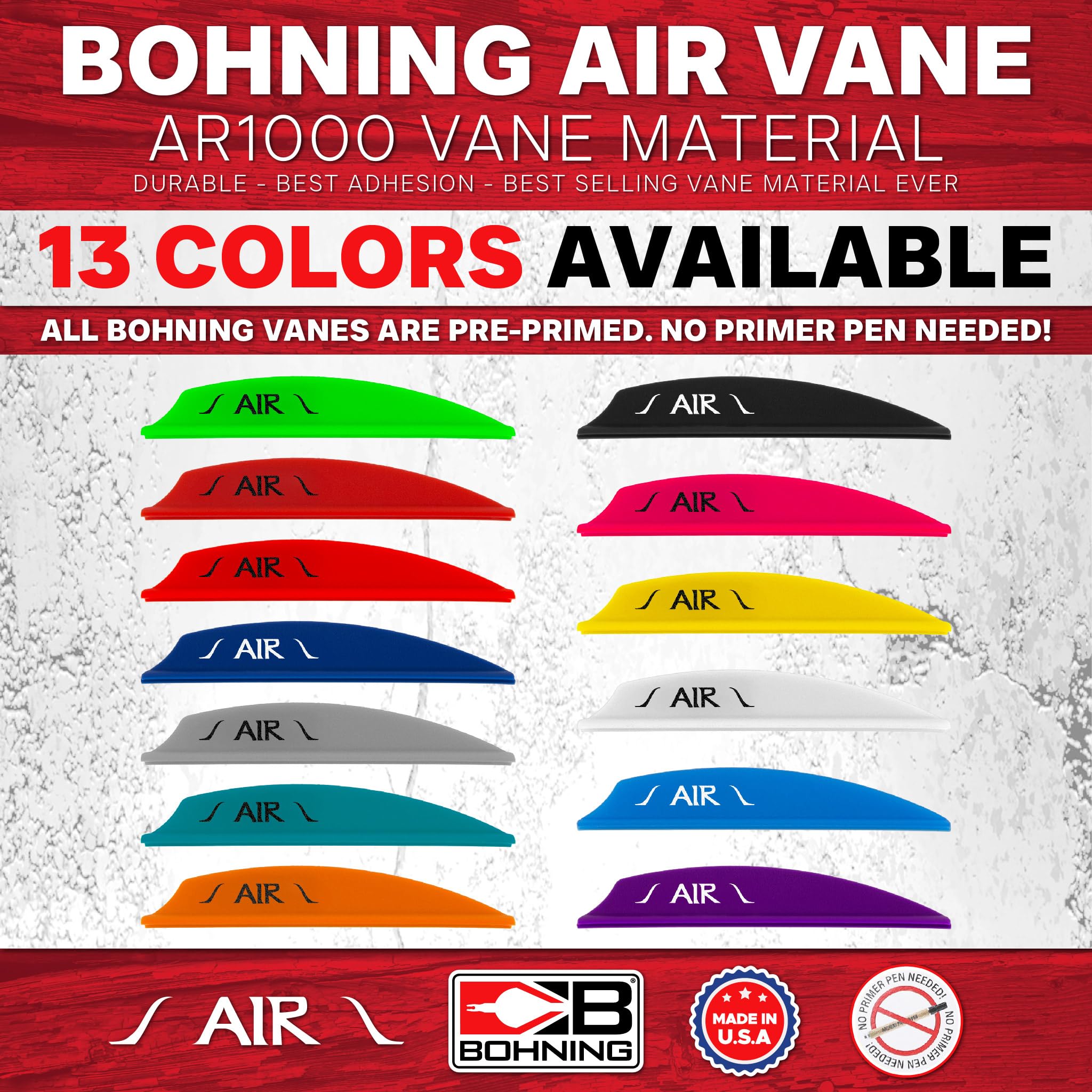 Bohning Co Air Vanes - 100 Pack | High-Performance Archery Vanes for Precision Shooting | Perfect for Target Practice & Bow Hunting