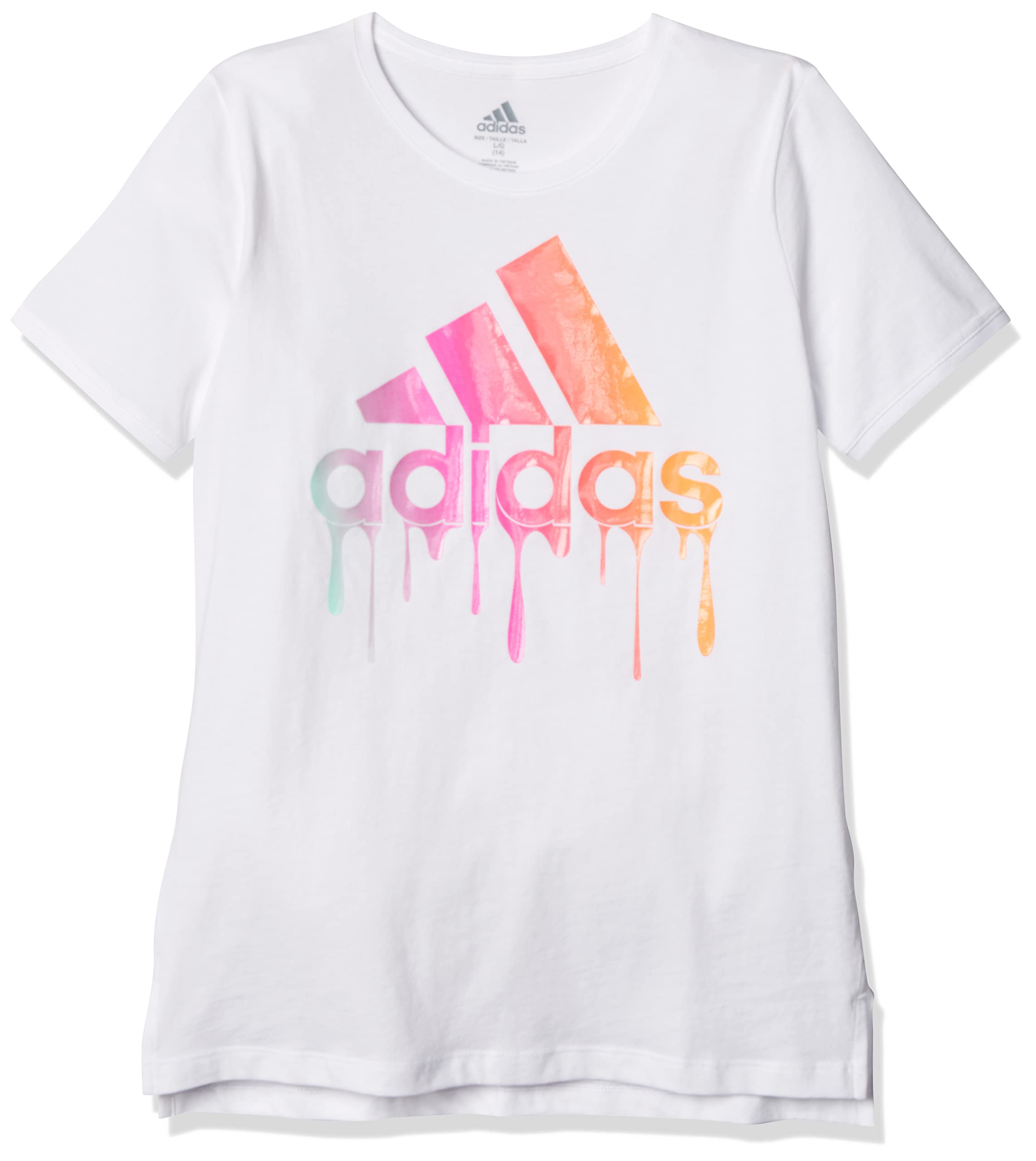 Adidas Girls' Short Sleeve Drop Tail T-Shirt - Athletic Casual Top for School, Sports & Everyday Wear