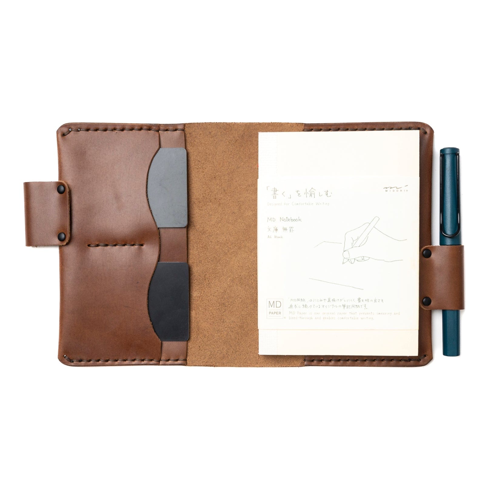 Premium Leather Midori MD A6 Notebook Cover - Handmade Genuine Leather Journal Cover for Travelers, Writers & Planners - Perfect for Bullet Journaling, Sketching & Daily Note Taking