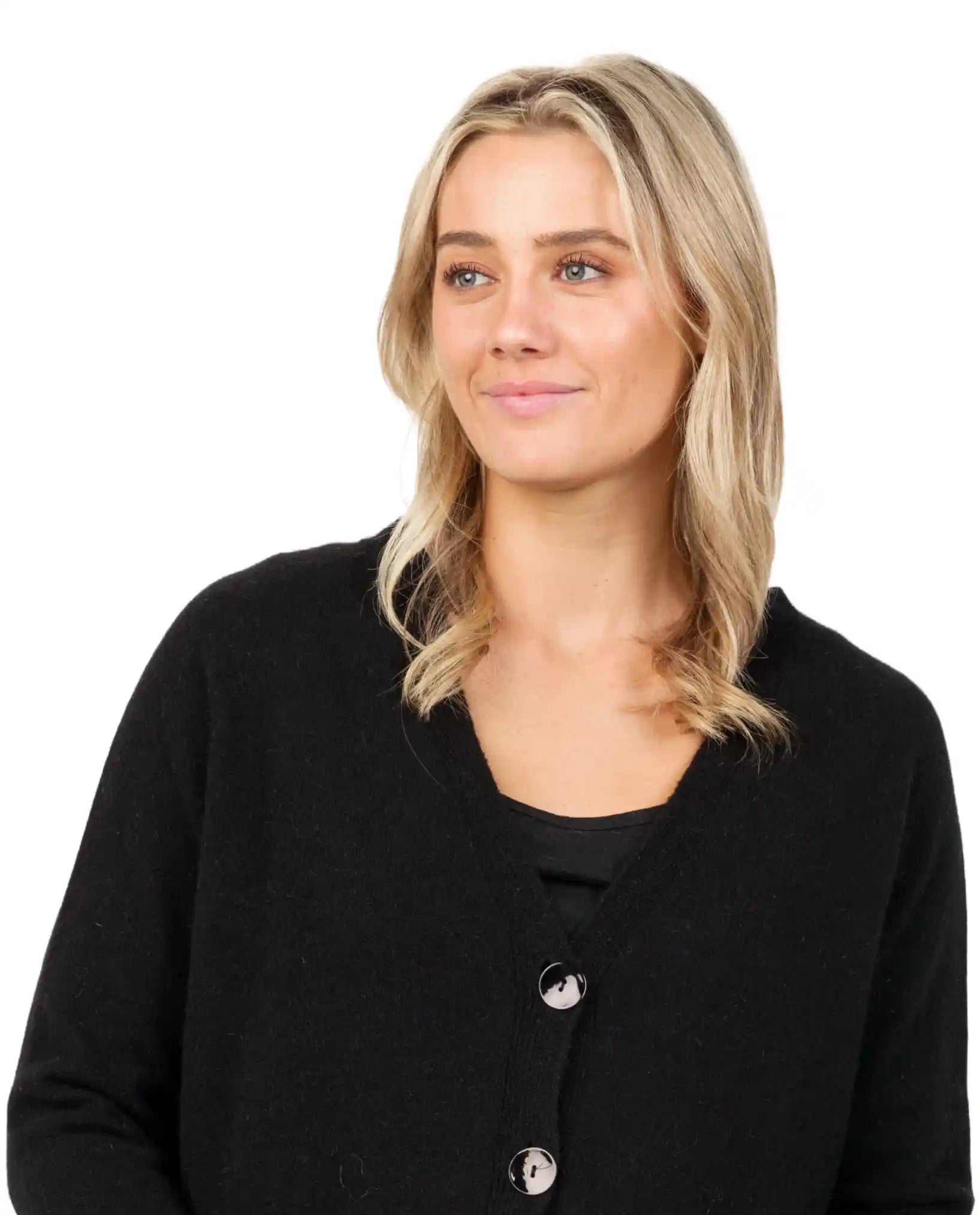 Black Women's Relaxed Fit Cardigan Sweater - Cozy Long Sleeve Open Front Knit Wrap - Perfect for Work, Office & Casual Wear (Style NB851)