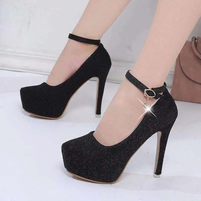 Elegant Platform Strap Heel Pumps for Women - Comfortable High Heel Dress Shoes for Party, Wedding & Office Wear