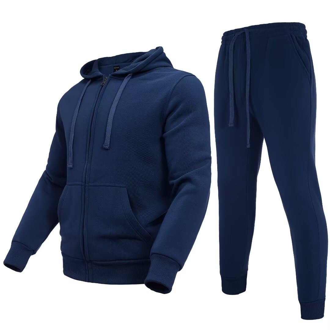 Zusmen Men's 2-Piece Tracksuit Set - Stylish Track Jacket & Pants Combo for Casual Wear, Gym, and Outdoor Activities